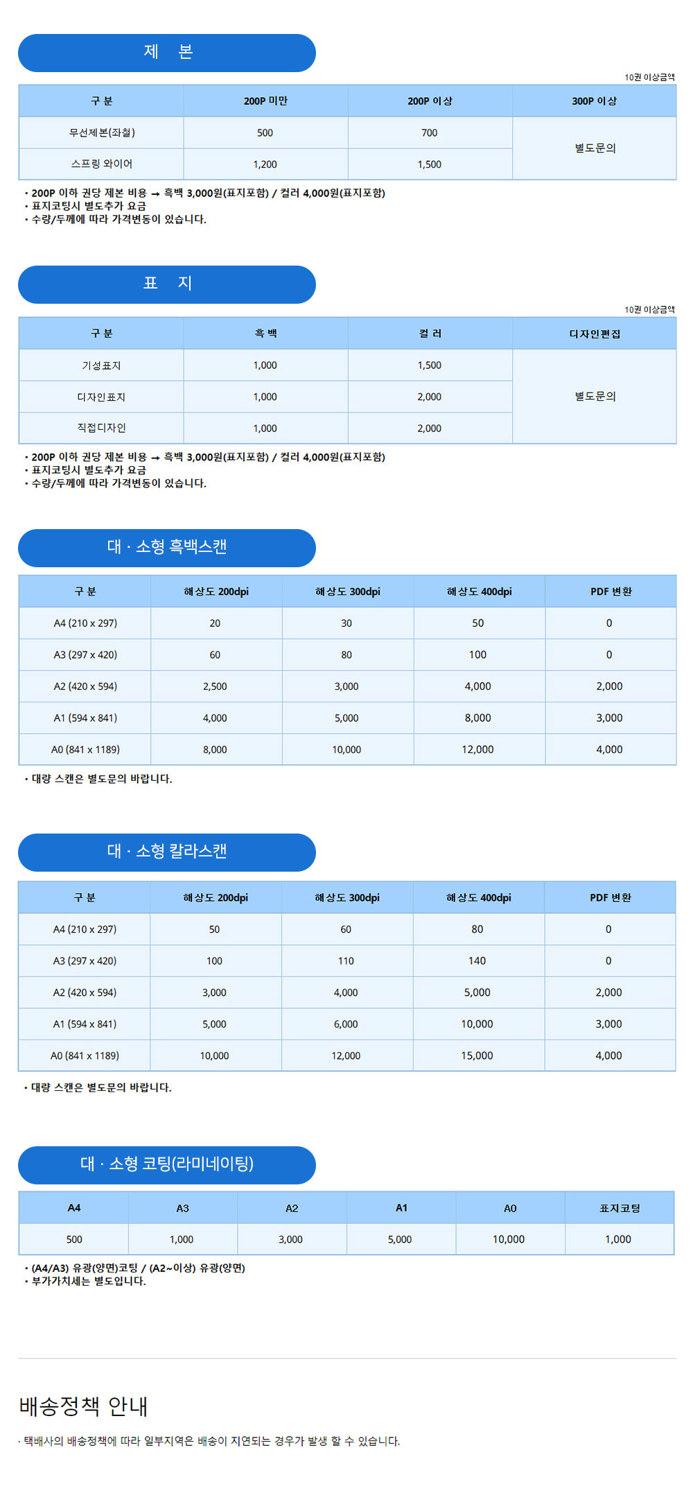 제본가격
